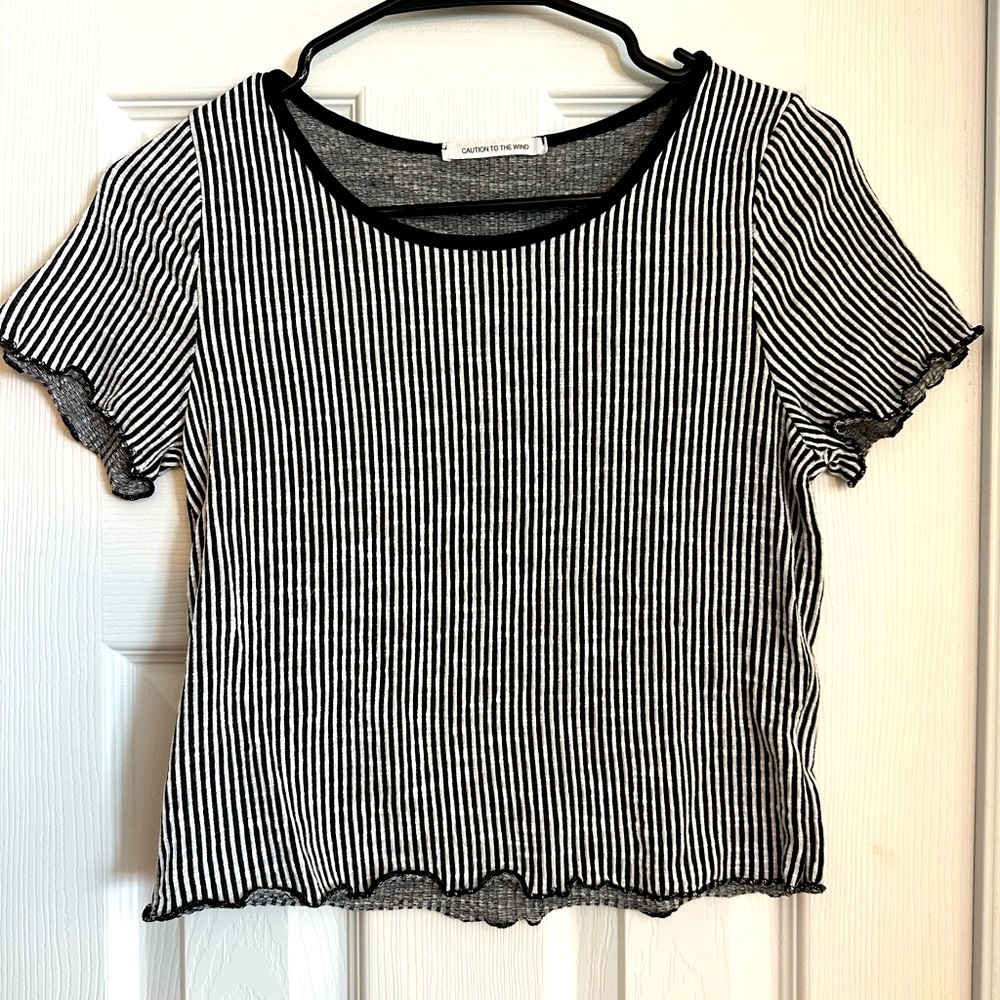 Caution To The Wind black and white striped top